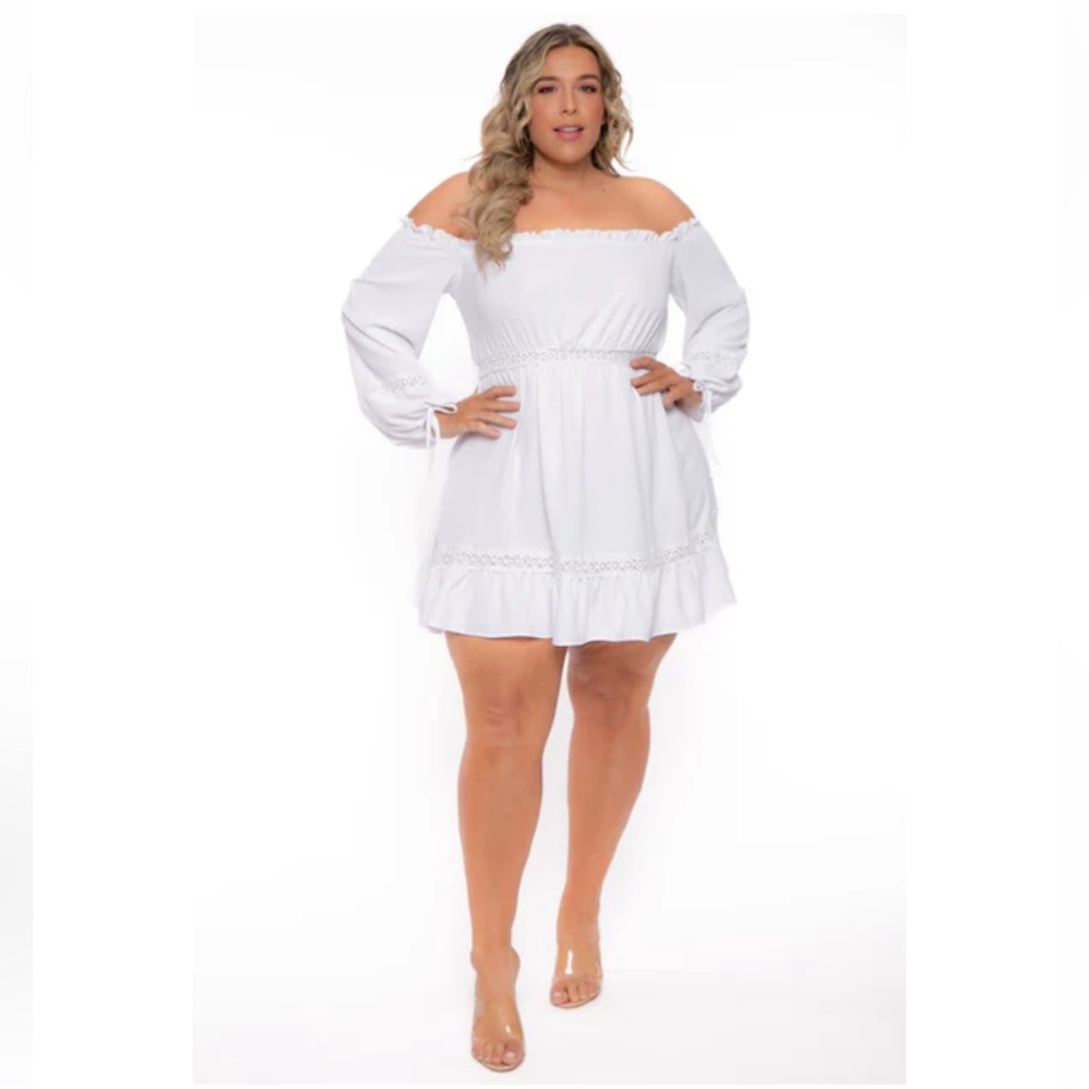 NWOT Curvy Sense 2x white mini dress long sleeve